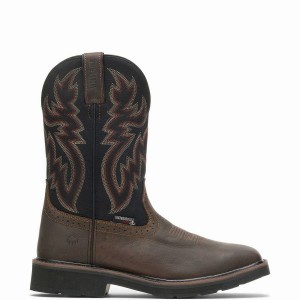 Black Brown Men Wolverine Rancher Waterproof Wellington Boots | SUQ5765CW