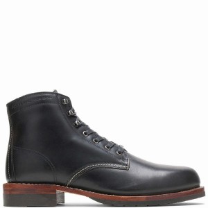 Black Men Wolverine 1000 Mile Plain-Toe Classic Work Boots | UKR5514JA