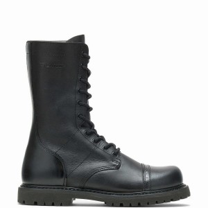 Black Men Wolverine 11" Paratrooper Side Zip Work Boots | CTK7180SR