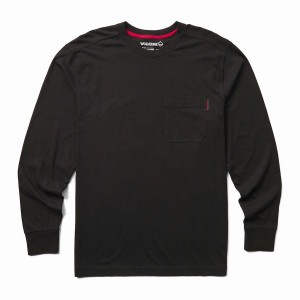 Black Men Wolverine Classic Long Sleeve Pocket Tee T Shirts | MMA1166VY