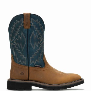 Blue Brown Men Wolverine Rancher Arrow Steel-Toe Wellington Boots | XJP919TU