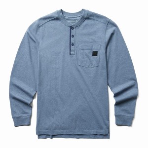 Blue Men Wolverine Guardian Cotton™ Long Sleeve Henley T Shirts | RKJ562EU