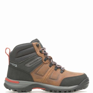 Brown Black Men Wolverine Chisel 6" Steel-Toe Work Boots | KND1685DF