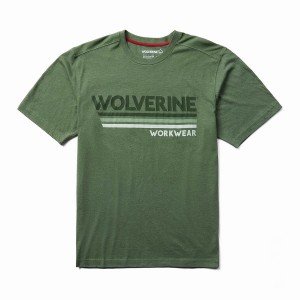 Brown Green Men Wolverine Classic Short Sleeve Graphic Tee T Shirts | KSP6667AQ