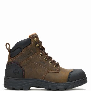 Brown Men Wolverine Carlsbad Cap-Toe 6" Steel-Toe Work Boots | SLR4619XB