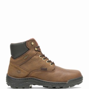 Brown Men Wolverine Durbin Waterproof 6" Work Boots | TJE595QH