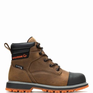 Brown Men Wolverine Floorhand LX Cap-Toe Steel-Toe 6" Work Boots | NUL5975VK