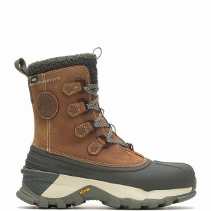 Brown Men Wolverine Glacier Surge Arctic Insulated Work Boots | SYV37XK