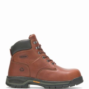 Brown Men Wolverine Harrison Lace-Up Steel-Toe 6" Work Boots | ADQ6056CX