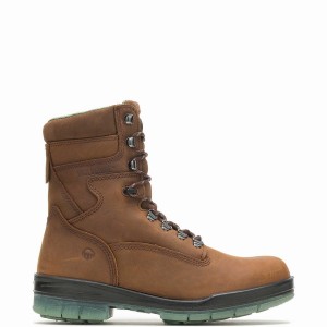 Brown Men Wolverine I-90 DuraShocks® Waterproof Insulated Steel Toe 8" Work Boots | QCH8396PM