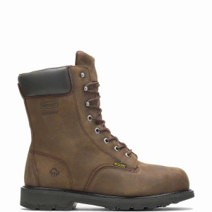 Brown Men Wolverine McKay Waterproof Steel-Toe 8” Work Boots | TTL9663XC