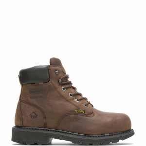 Brown Men Wolverine McKay Waterproof Steel-Toe 6” Work Boots | OTA91100DU