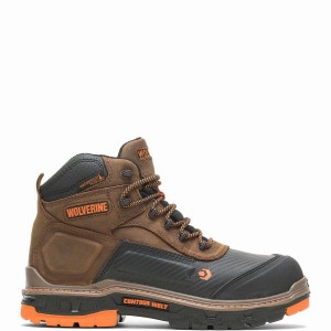 Brown Men Wolverine Overpass CarbonMAX® 6" Work Boots | RWJ6832VV