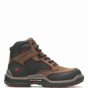 Brown Men Wolverine Raider DuraShocks® Heavy Duty 6" CarbonMAX® Work Boots | FLD3488YA