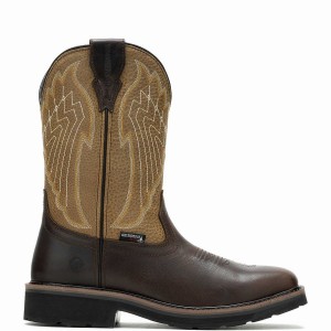 Brown Men Wolverine Rancher Eagle Waterproof Steel-Toe Wellington Boots | TRA5361IO