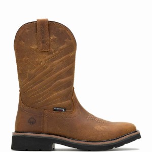 Brown Men Wolverine Rancher Flag LX Wellington Boots | CYR6667EI