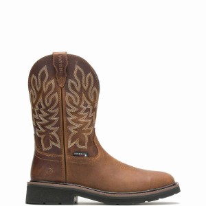 Brown Men Wolverine Rancher Waterproof Steel-Toe Wellington Boots | HIX4757XA