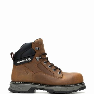 Brown Men Wolverine ReForce EnergyBound™ 6" CarbonMax® Work Boots | CQK4078WK