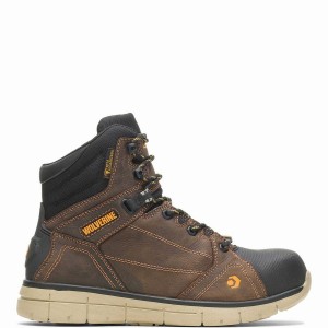 Brown Men Wolverine Rigger EPX® CarbonMAX® Safety Toe 6" Work Boots | FNU2585CS