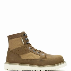 Brown Men Wolverine Trade Wedge Unlined Canvas 6" Composite-Toe Work Boots | TWL7734XI