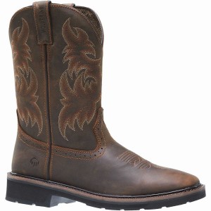 Brown Red Men Wolverine Rancher Square-Toe Steel-Toe Wellington Boots | KZI7114XO