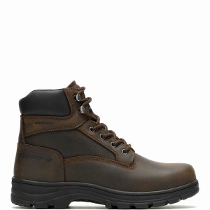 Dark Brown Men Wolverine Carlsbad Waterproof 6" Work Boots | IXQ6894GU