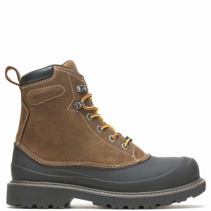 Dark Brown Men Wolverine Floorhand Swamp 6" Steel-Toe Work Boots | BAN1817WW