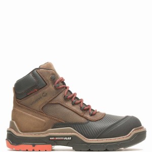 Dark Brown Men Wolverine Raider DuraShocks® Shield 6" CarbonMAX® Work Boots | CFH8573PH