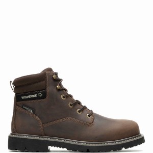 Dark Brown Men Wolverine Revival 6" Work Boots | ALD5838UB