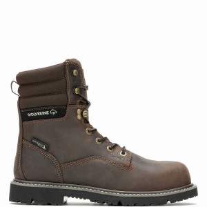 Dark Brown Men Wolverine Revival 8" Composite-Toe Work Boots | YCP8016MC