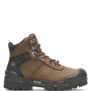 Dark Brown Men Wolverine Warrior Met-Guard 6" Work Boots | UGQ5772ZC