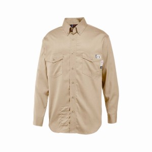 Khaki Men Wolverine FireZerO Twill Long Sleeve - 3X Shirts | LWW7937NX