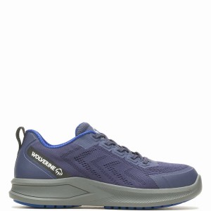 Navy Men Wolverine Bolt DuraShocks® Knit CarbonMax® Work Shoes | YPM9654ZE