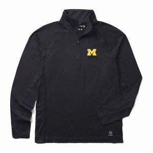 Navy Men Wolverine x Valiant University of Michigan Sun-Stop Eco Half Zip T Shirts | TOJ6214CJ