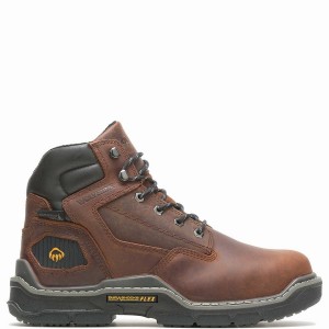 Red Brown Men Wolverine Raider DuraShocks® Insulated 6" CarbonMAX® Work Boots | WYT158QJ