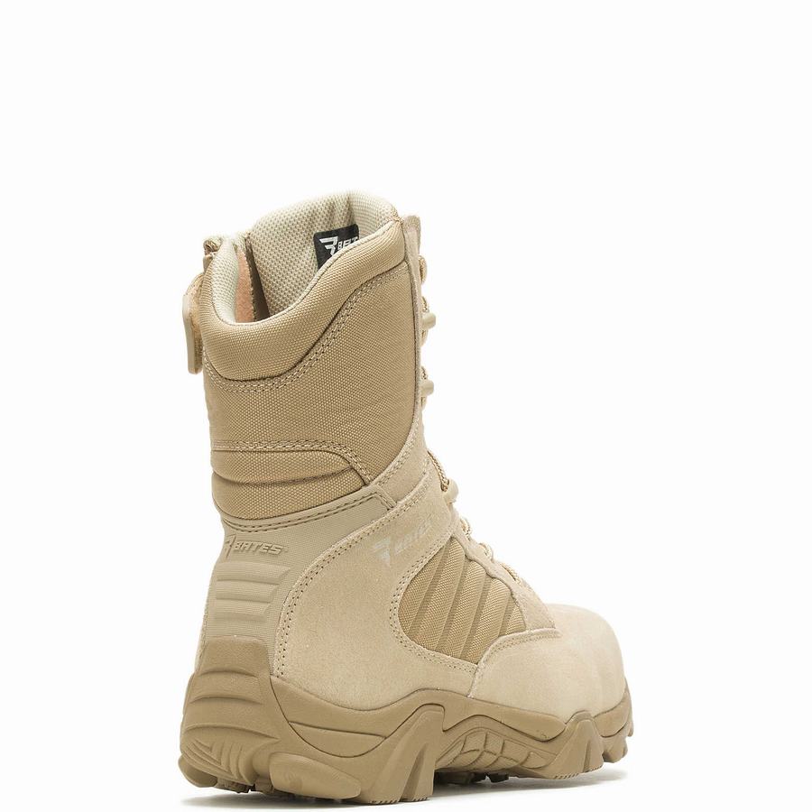 Beige Brown Men Wolverine GX-8 Desert Composite Toe Side Zip Work Boots | YOM4017MG