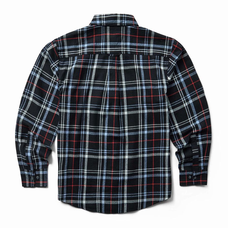 Black Grey Men Wolverine Hastings Flannel Shirts | WZP4012WB