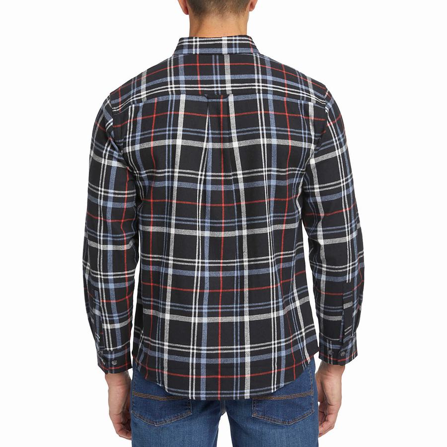 Black Grey Men Wolverine Hastings Flannel Shirts | WZP4012WB