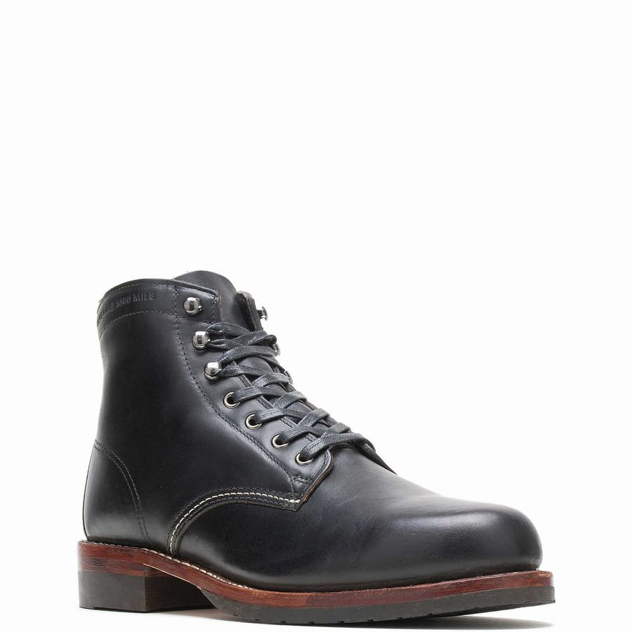 Black Men Wolverine 1000 Mile Plain-Toe Classic Work Boots | UKR5514JA