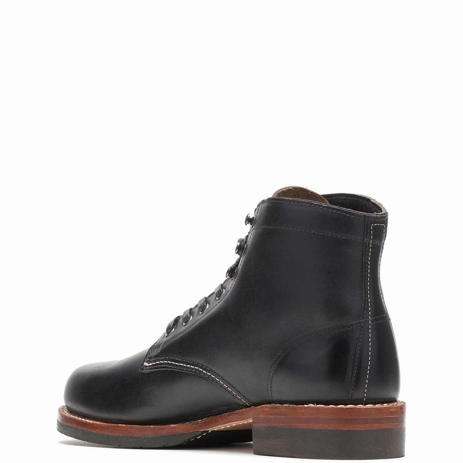 Black Men Wolverine 1000 Mile Plain-Toe Classic Work Boots | UKR5514JA