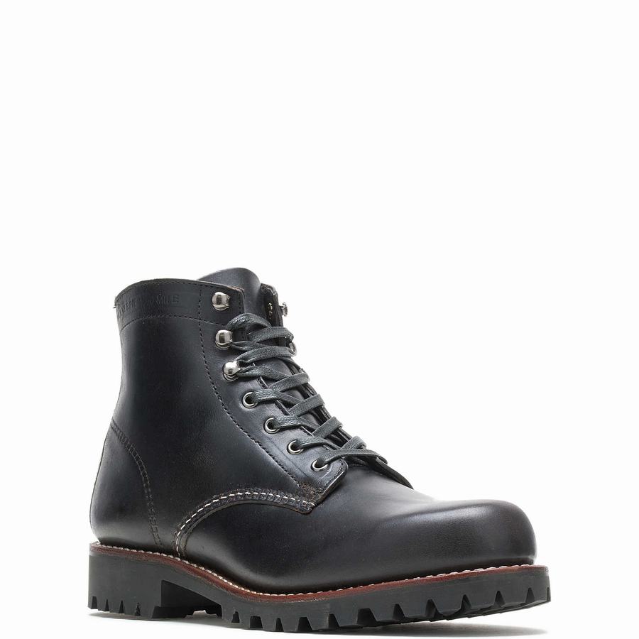 Black Men Wolverine 1000 Mile Plain-Toe Rugged Work Boots | TJW2248FI