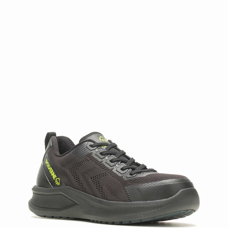 Black Men Wolverine Bolt DuraShocks® Knit CarbonMax® Work Shoes | YCJ3867CR