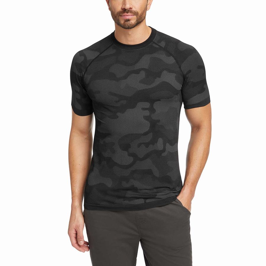 Black Men Wolverine Camo Mesh Crew Neck Undershirt T Shirts | XPA4286ZT