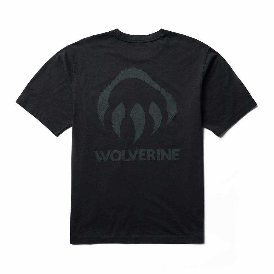 Black Men Wolverine Classic Short Sleeve Graphic Pocket Tee T Shirts | MOG4861BS