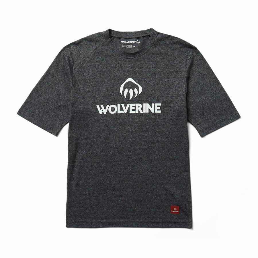 Black Men Wolverine Edge Graphic Short Sleeve Wicking Tee T Shirts | IUS7872EA