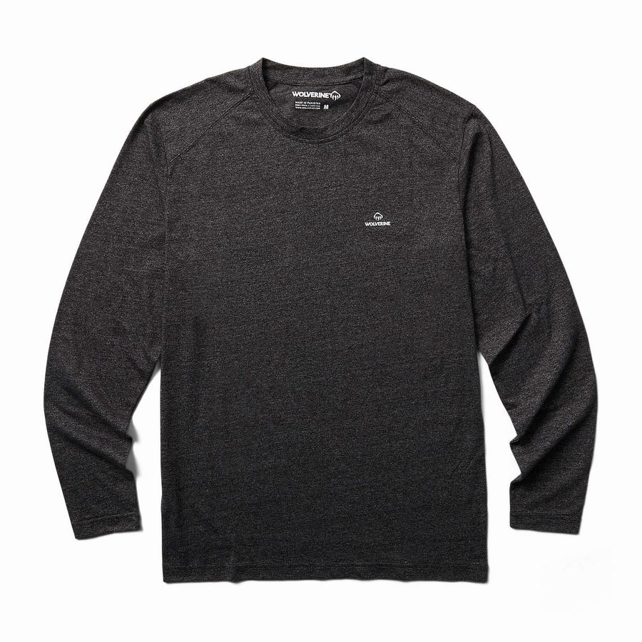 Black Men Wolverine Edge Long Sleeve Shirts | TYM6120HF