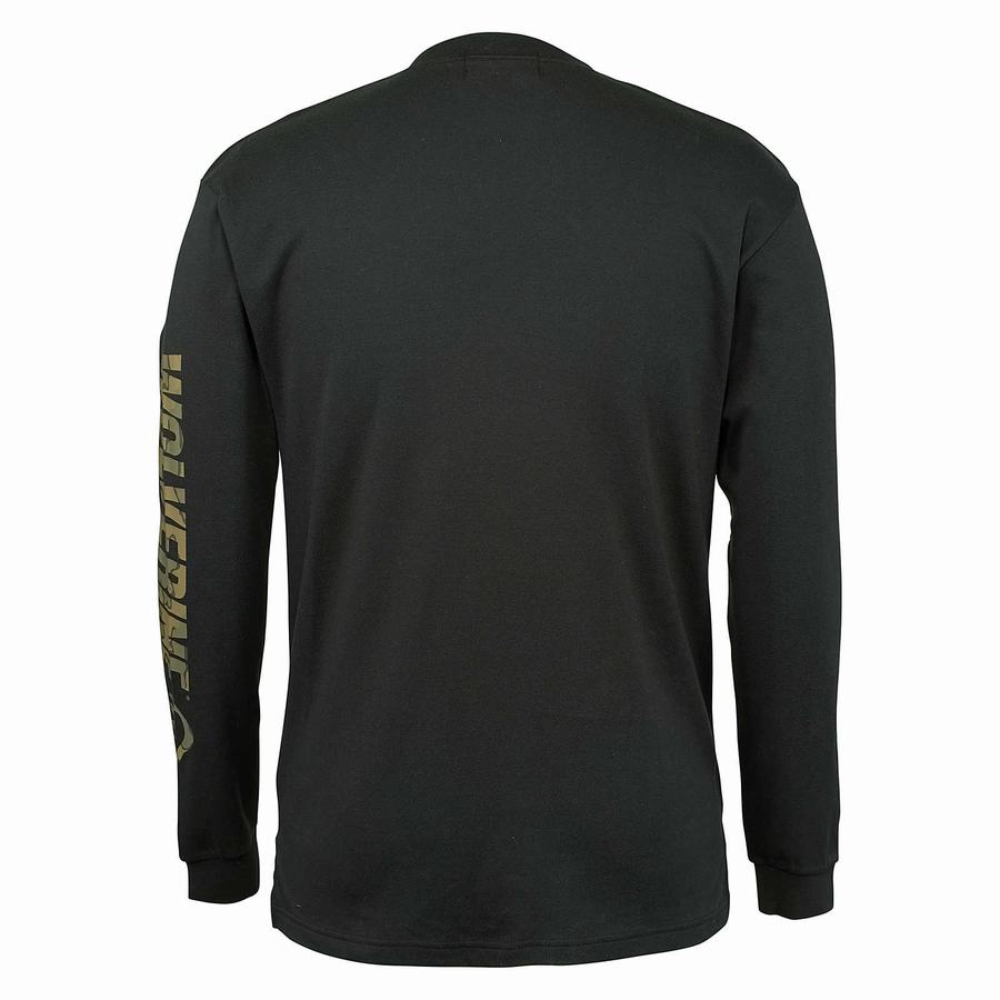 Black Men Wolverine FR Long Sleeve Print Tee T Shirts | AFG3840JV