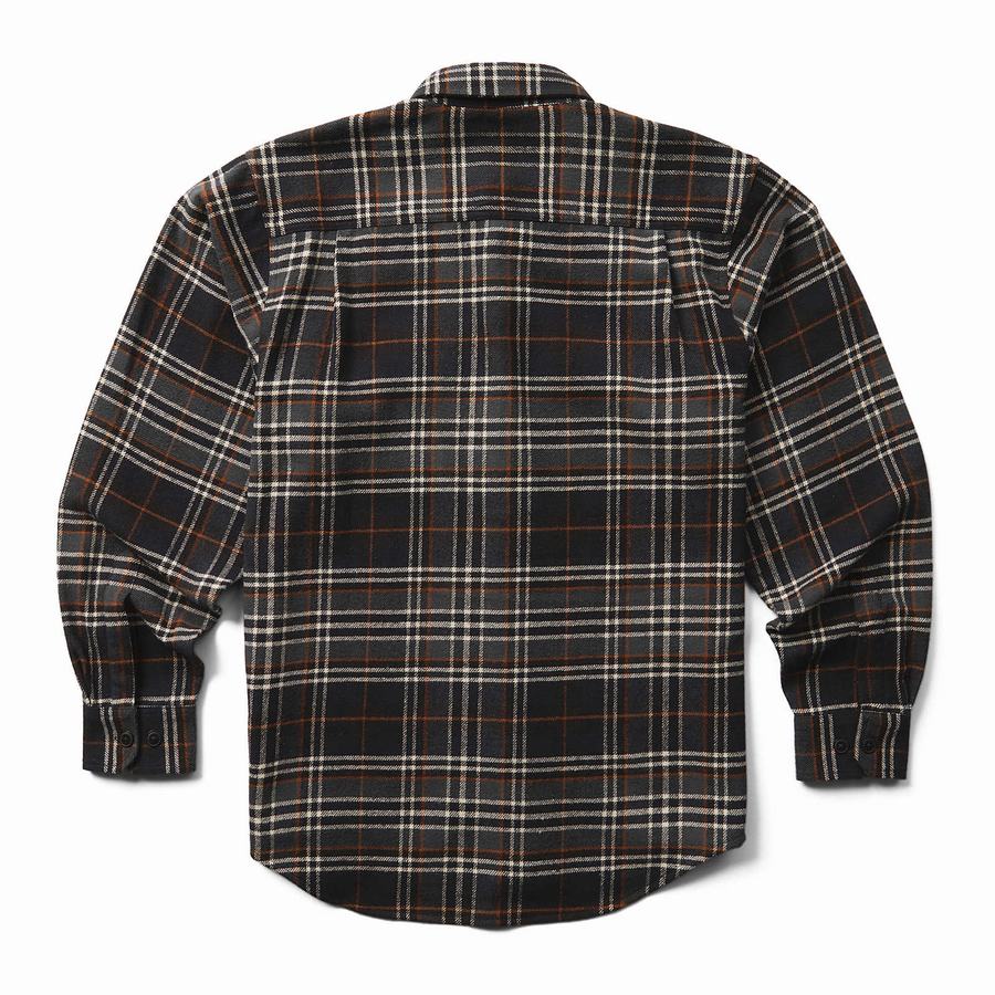 Black Men Wolverine Glacier Heavyweight Long Sleeve Flannel Shirts | MNE3228MK