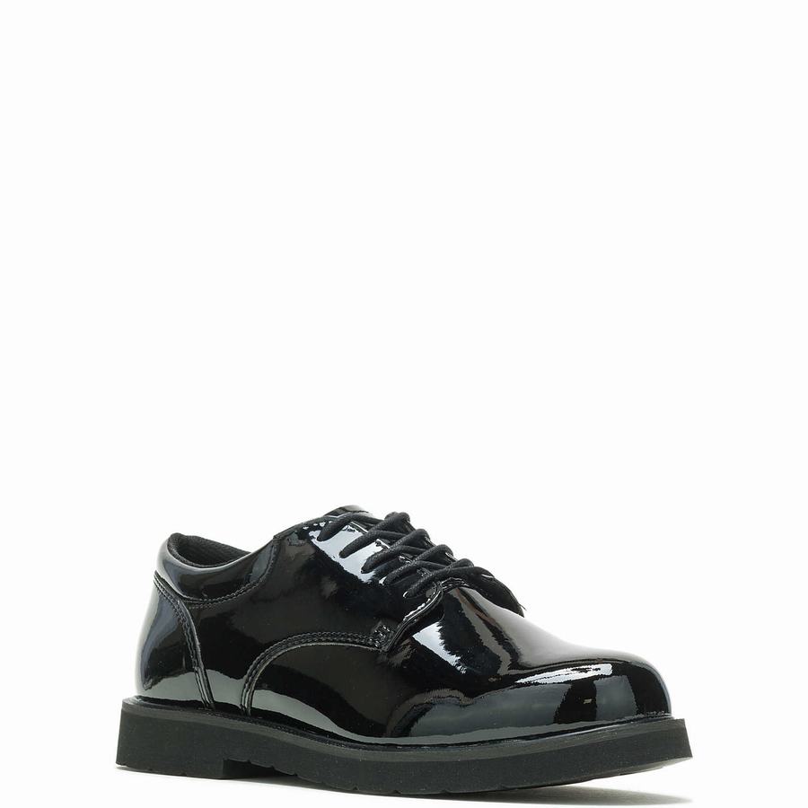 Black Men Wolverine High Gloss Duty Oxford Shoes | HQK9774AN