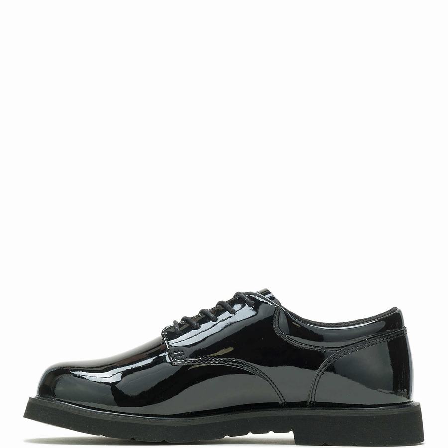 Black Men Wolverine High Gloss Duty Oxford Shoes | HQK9774AN